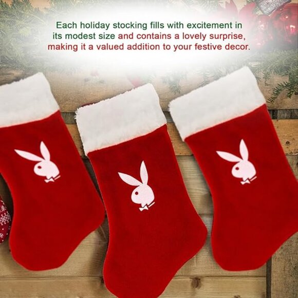 Playboy Rabbit Stocking in Iconic Rabbit Head Logo Design – Red - Picture 7 of 7